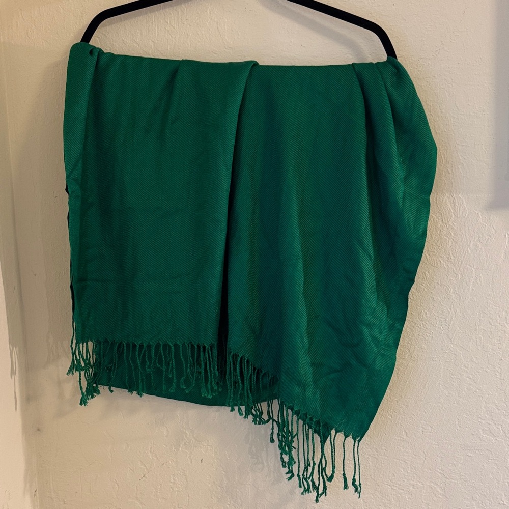 Green Fringed Wrap Shawl Scarf